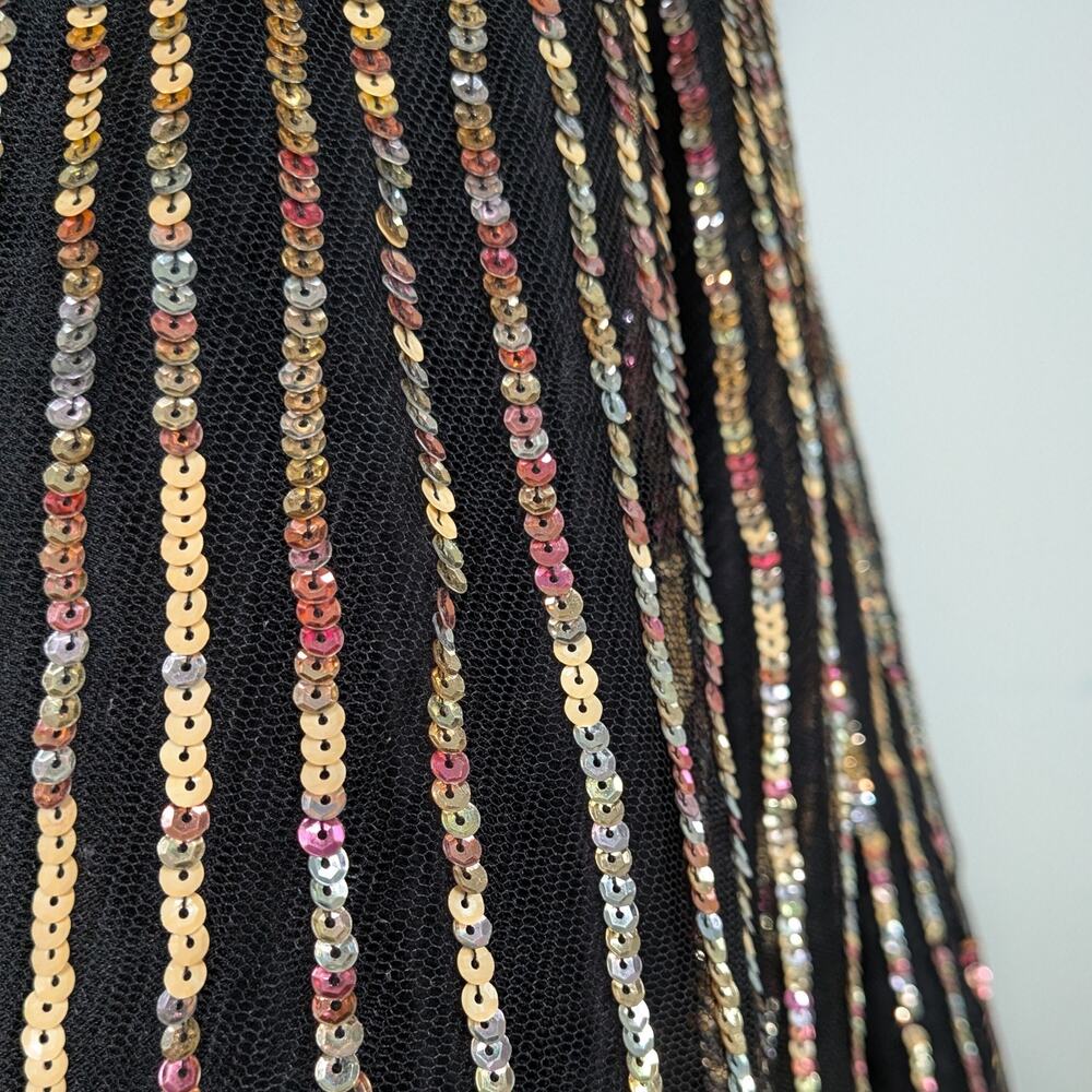 Terani Prom Dress Maxi Gown 6 Black Gold Glam Sequin Ball Princess Y2K Pageant - Picture 5 of 13